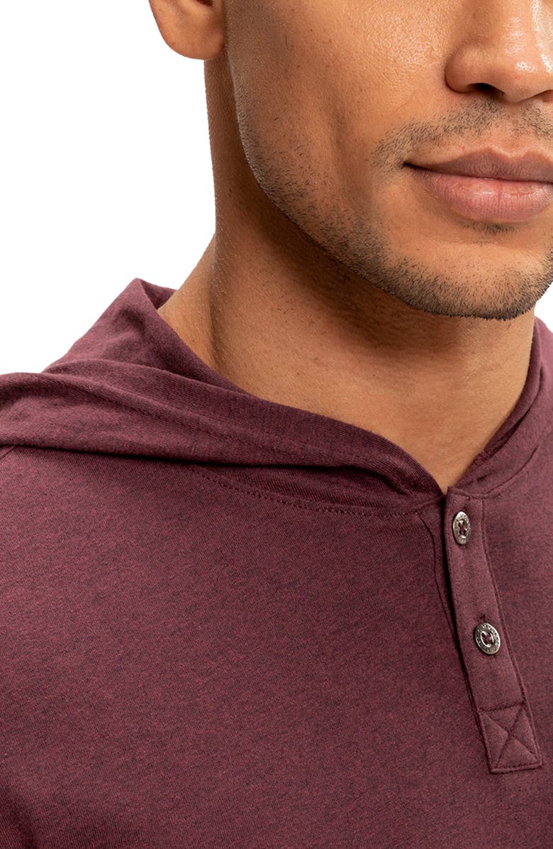 Threads 4 Thought Long Sleeve Henley Hoodie, Alternate, color, Maroon Rust