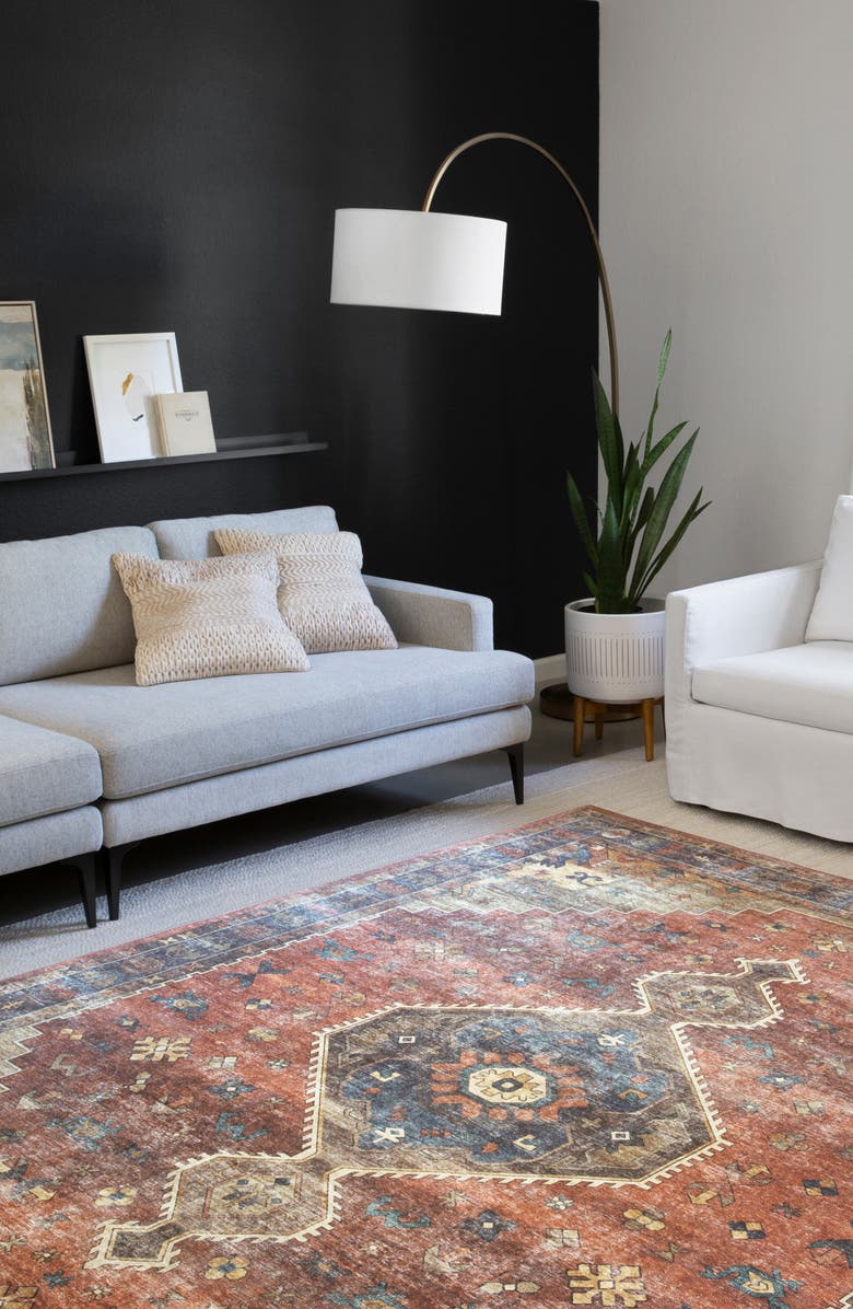 LOLOI Skye Collection Rug - Rust/Blue - 7'6" x 9'6", Alternate, color, Rust / Blue