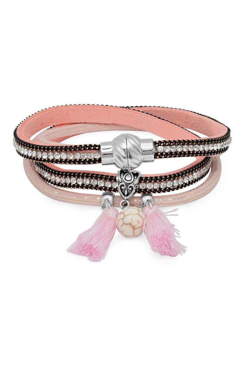Layered Wrap Bracelet, Main, color, PINK
