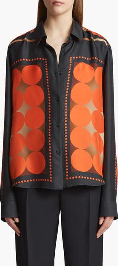 Khaite Argo Dot Print Silk Twill Button-Up Shirt | Nordstrom