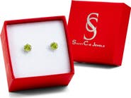 SAVVY CIE JEWELS Prong Set Peridot Round Stud Earrings