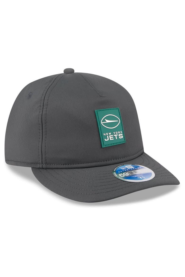 Men's New Era Charcoal New York Jets 2025 Sideline Cold Weather Retro Crown 59FIFTY Fitted Hat, Alternate, color, Charcoal