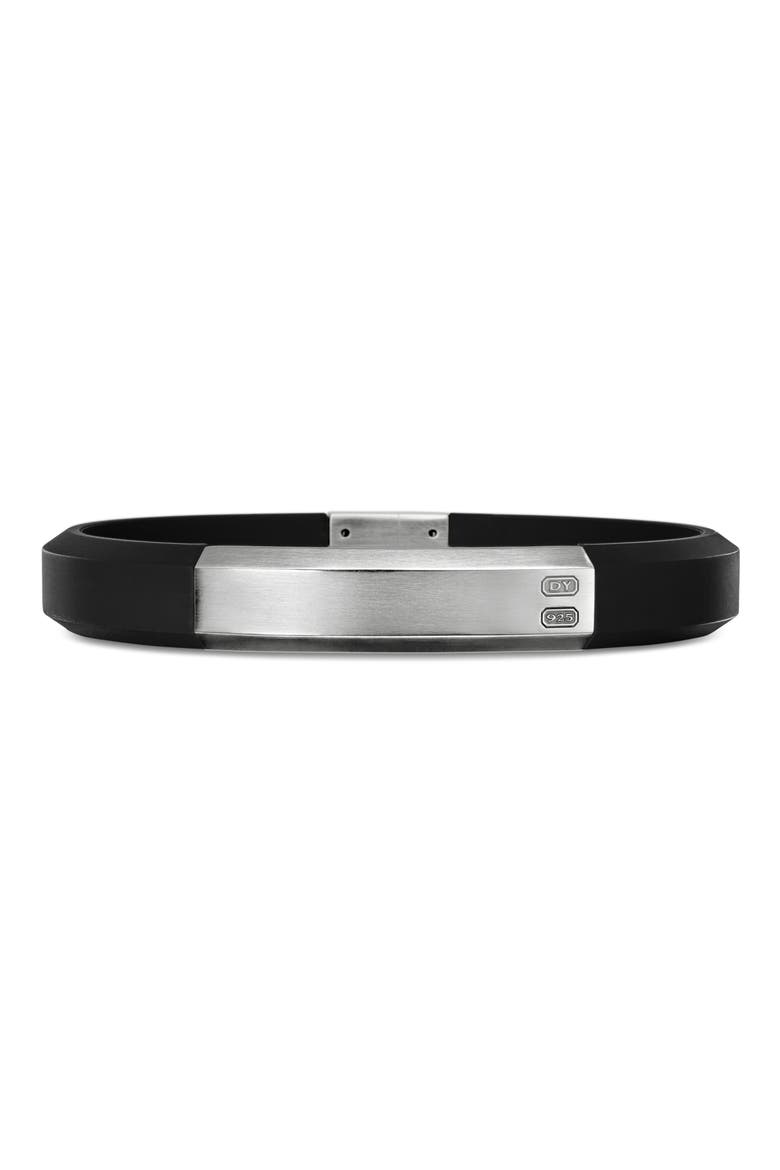Streamline® ID Black Rubber Bracelet with Sterling Silver, Main, color, STERLING SILVER