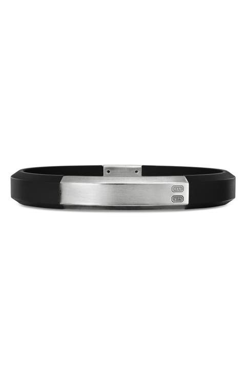 Streamline® ID Black Rubber Bracelet with Sterling Silver