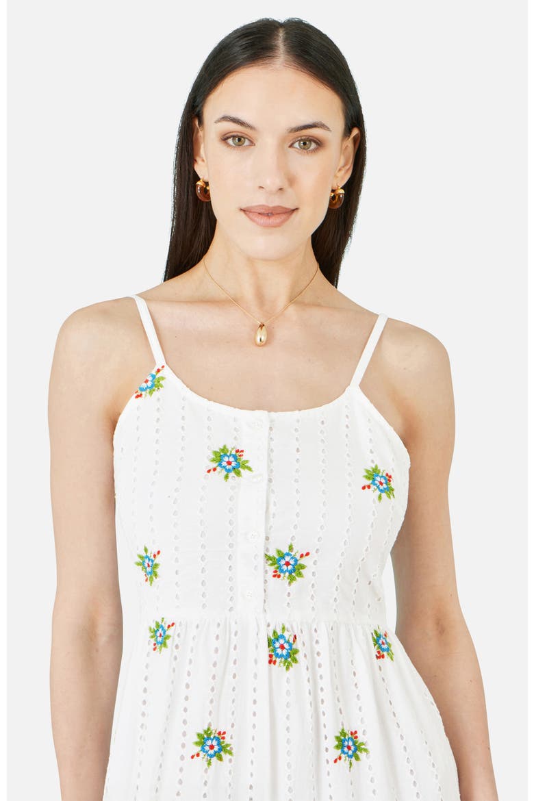 Embroidered Broderie Midi Sun Dress, Alternate, color, White