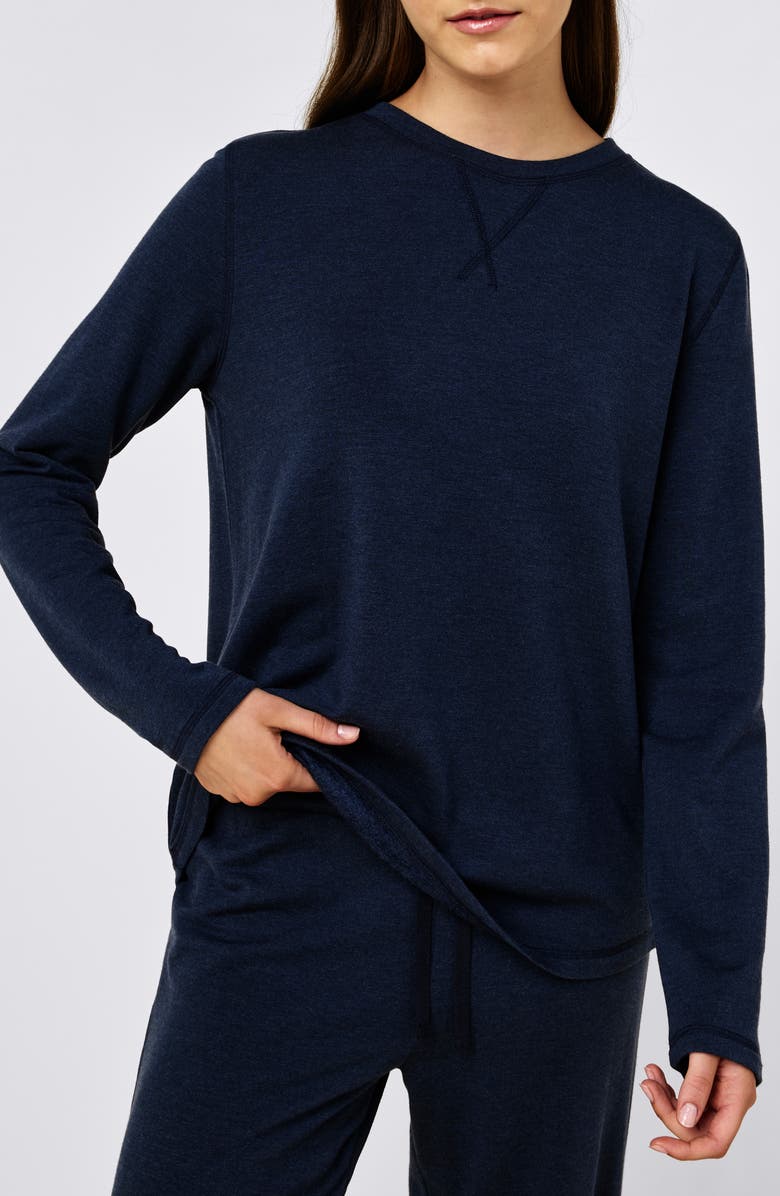 Papinelle Pia Cotton Blend Pajamas, Alternate, color, Navy