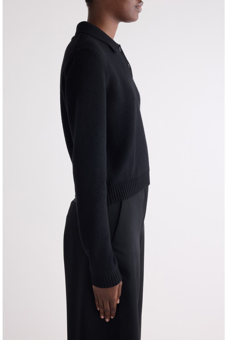 Long Sleeve Wool & Cashmere Polo, Alternate, color, BLACK