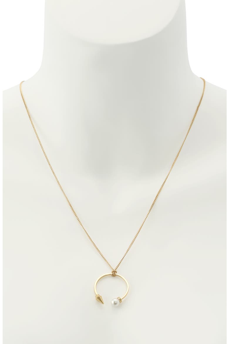 Faux Pearl Spike Pendant Necklace, Alternate, color, GOLD/ PEARL