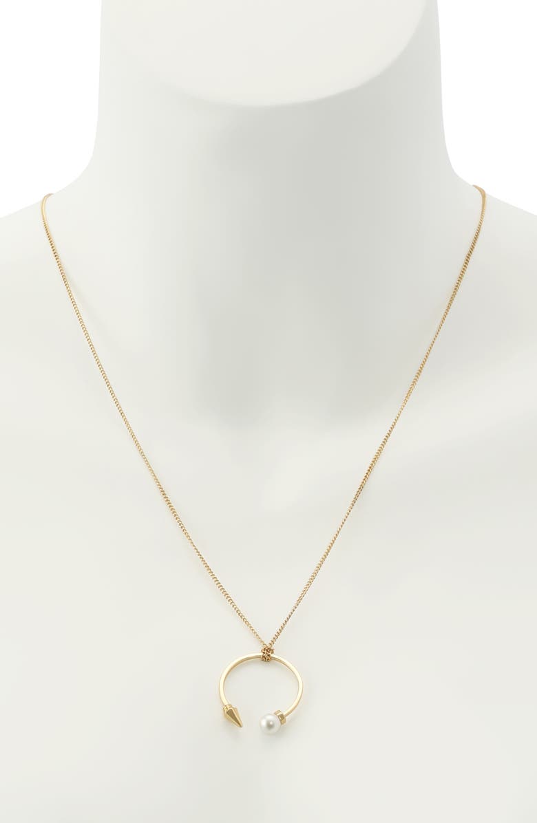 AllSaints Faux Pearl Spike Pendant Necklace, Alternate, color, Gold/ Pearl