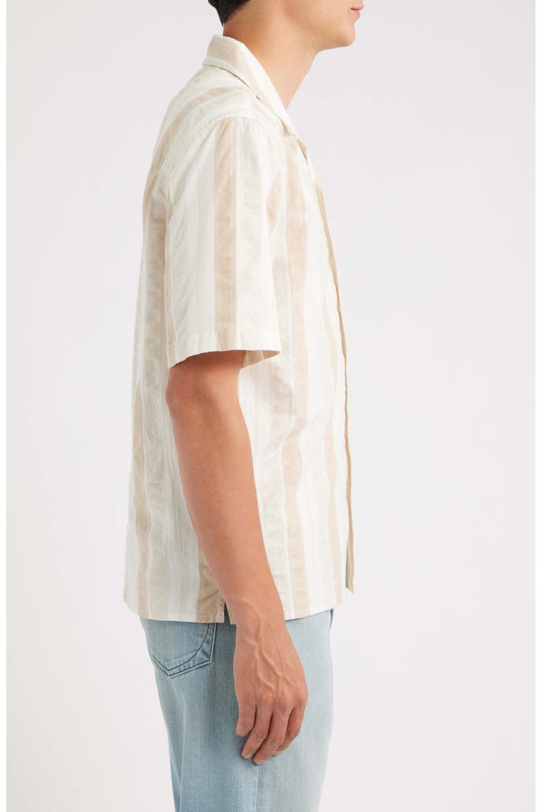 Didicot Stripe Cotton Seersucker Camp Shirt, Alternate, color, ECRU / NATURAL