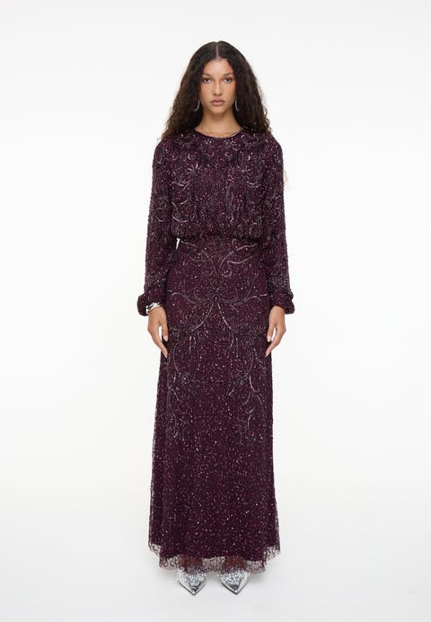 Modest Embellished Sequin Dress
