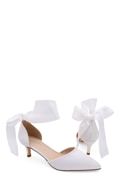 Farah Satin Pointed Toe Kitten Heel with Satin Wrapped Tie