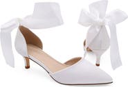 Kailee P Farah Satin Pointed Toe Kitten Heel with Satin Wrapped Tie
