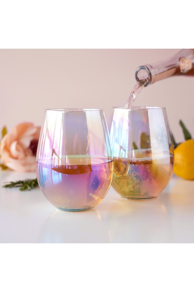 Luster Stemless Wine Glasses Set of 2, Alternate, color, Multicolor