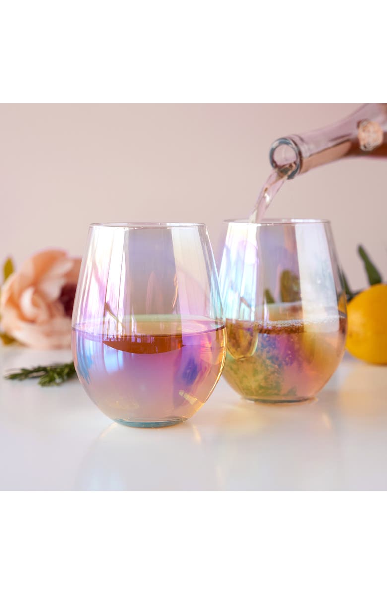 TWINE Luster Stemless Wine Glasses Set of 2, Alternate, color, Multicolor