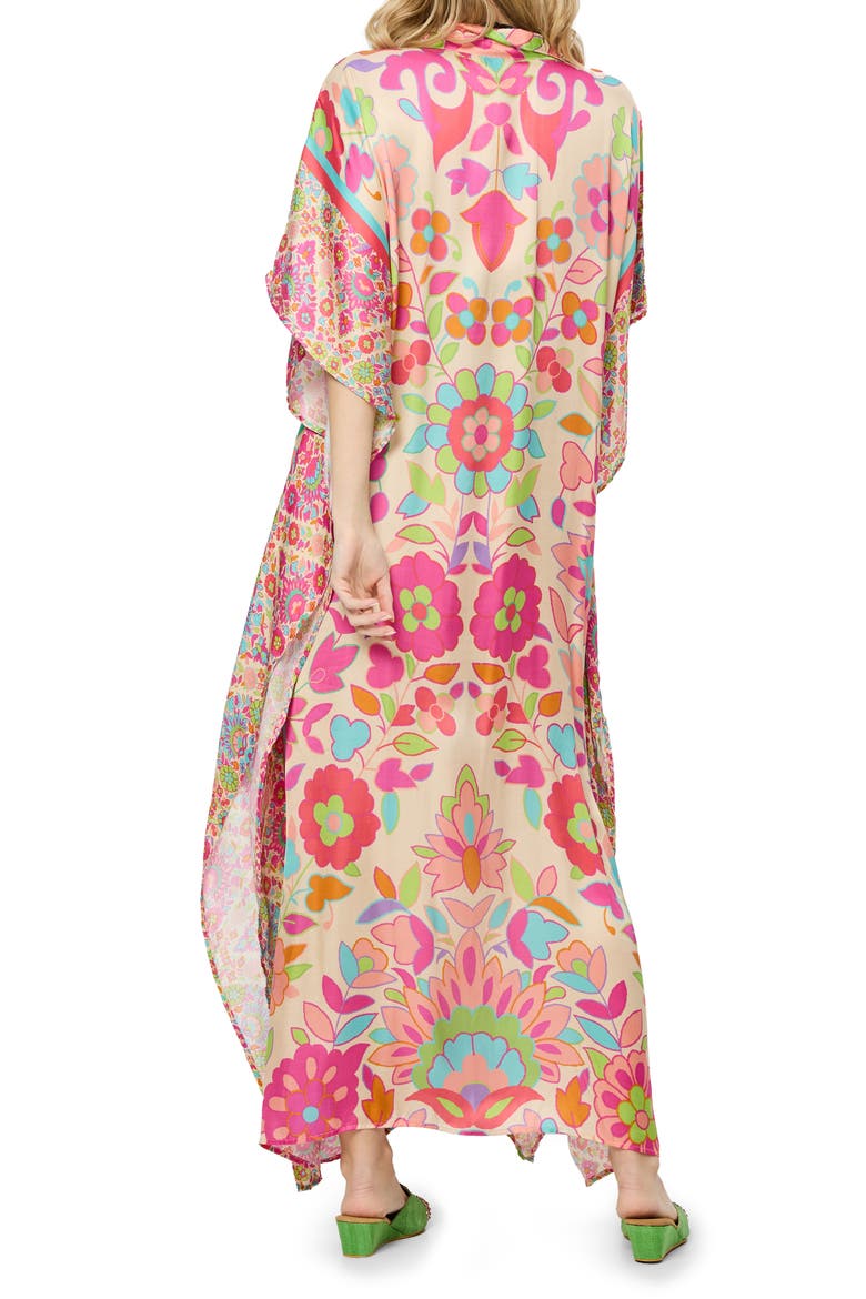 Vibrant Floral Print Cover-Up Kaftan, Alternate, color, MULTI