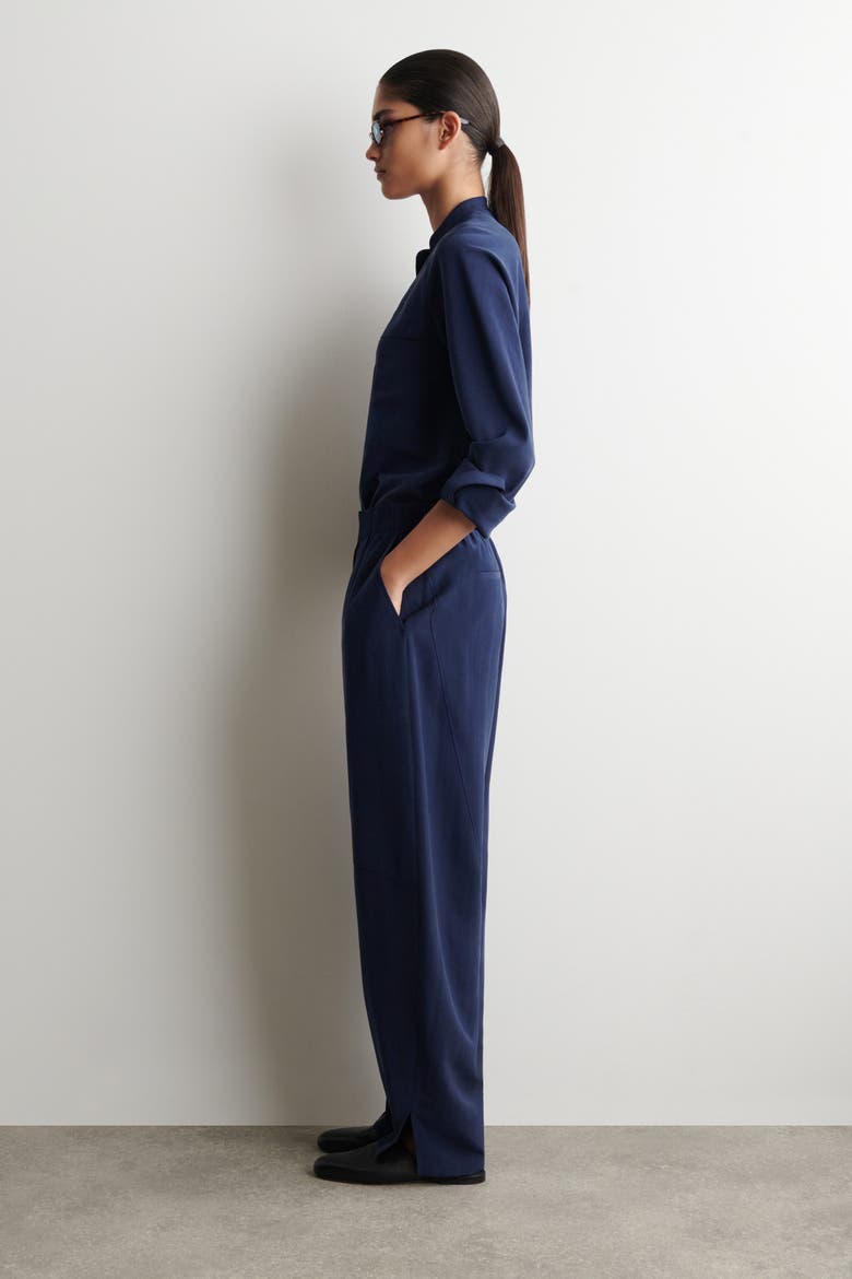 Paneled Elasticated Barrel-Leg Pants, Alternate, color, NAVY