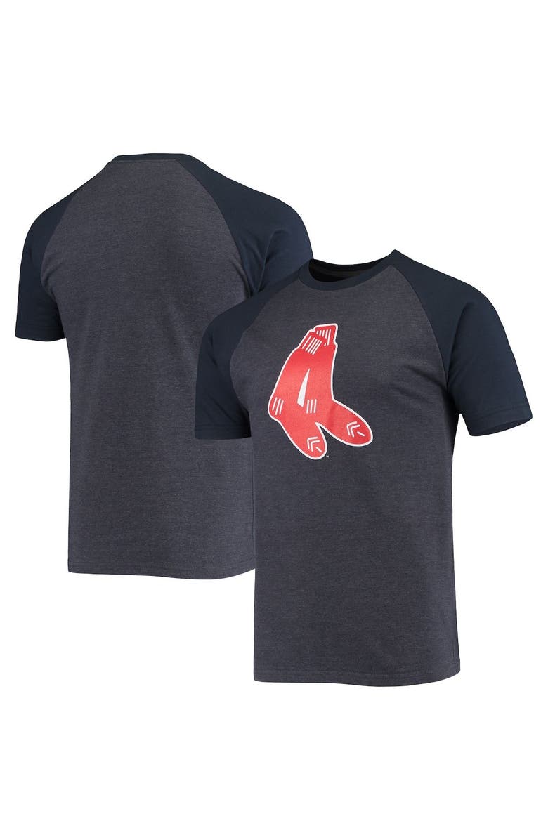 STITCHES Men's Stitches Heathered Navy Boston Red Sox Raglan T-Shirt, Main, color,