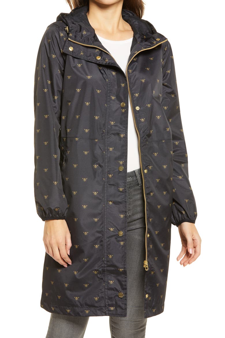Women's Weybridge Polka Dot Packable Waterproof Raincoat, Main, color, BLACK GOLD BEE