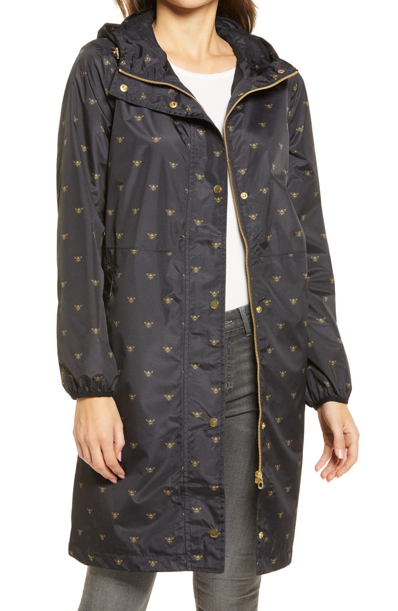 Joules Women's Weybridge Polka Dot Packable Waterproof Raincoat, Main, color, 
