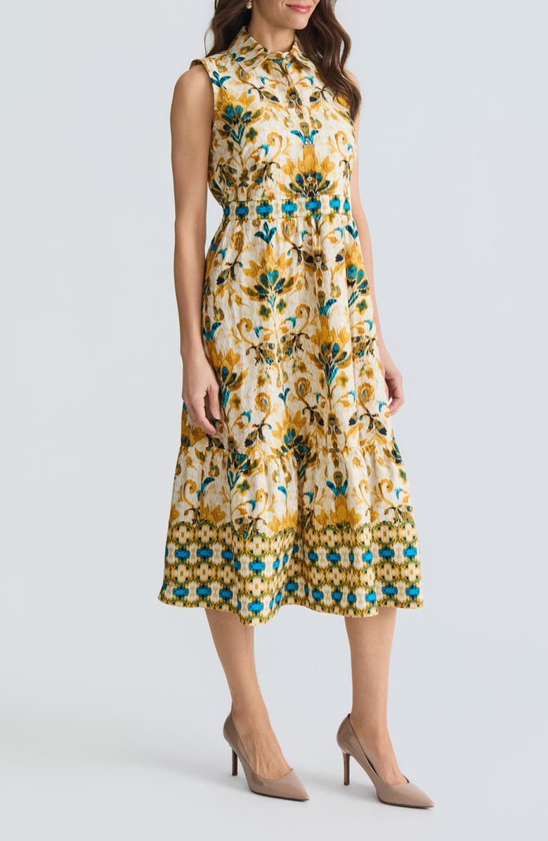KASPER Border Print Midi Shirdress, Alternate, color, 