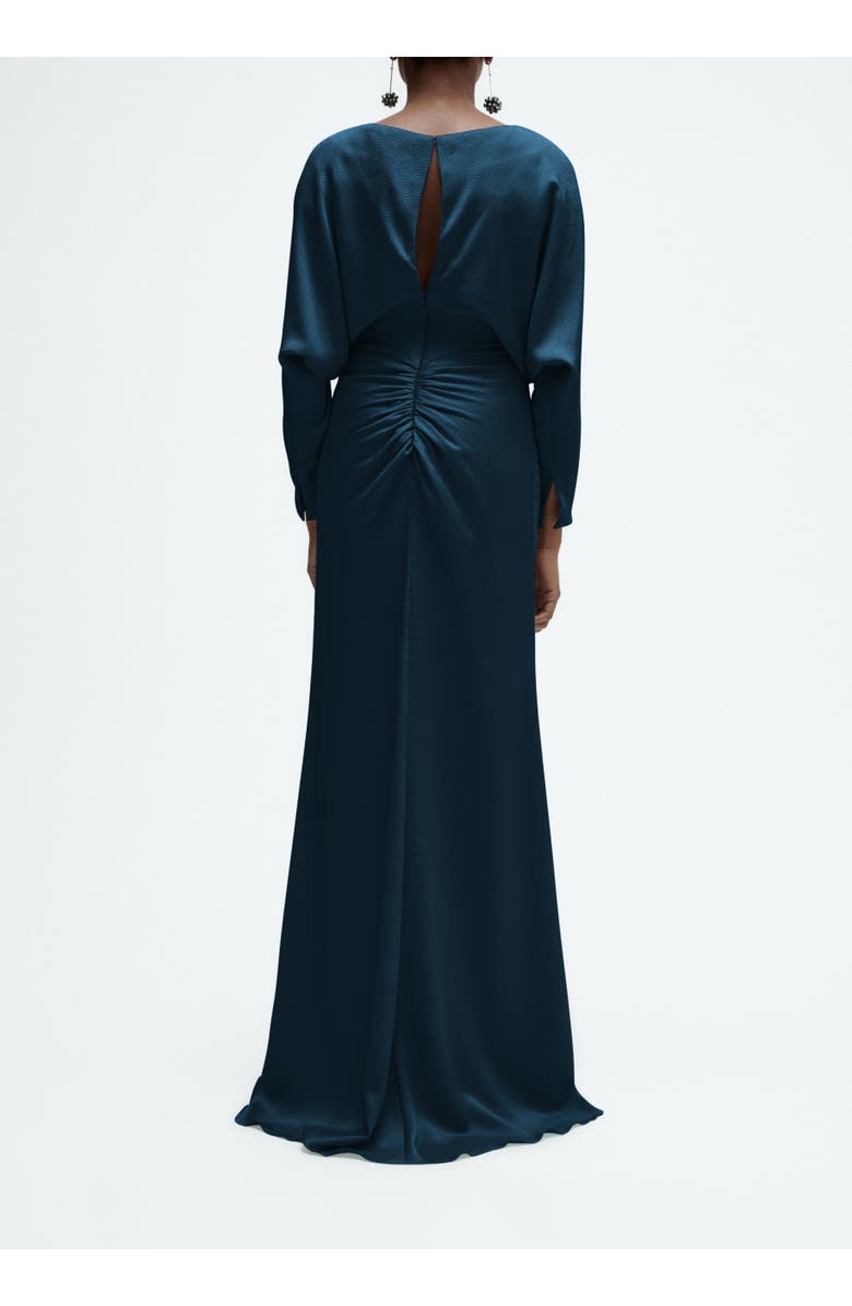 Amsale Hammered Satin Dolman Sleeve Gown, Alternate, color, Petrol