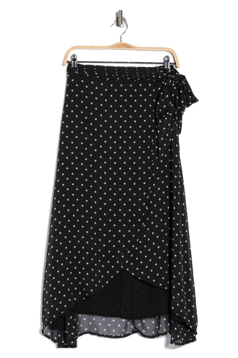 Yasinia Faux Wrap Skirt, Alternate, color, DOT ON BLACK