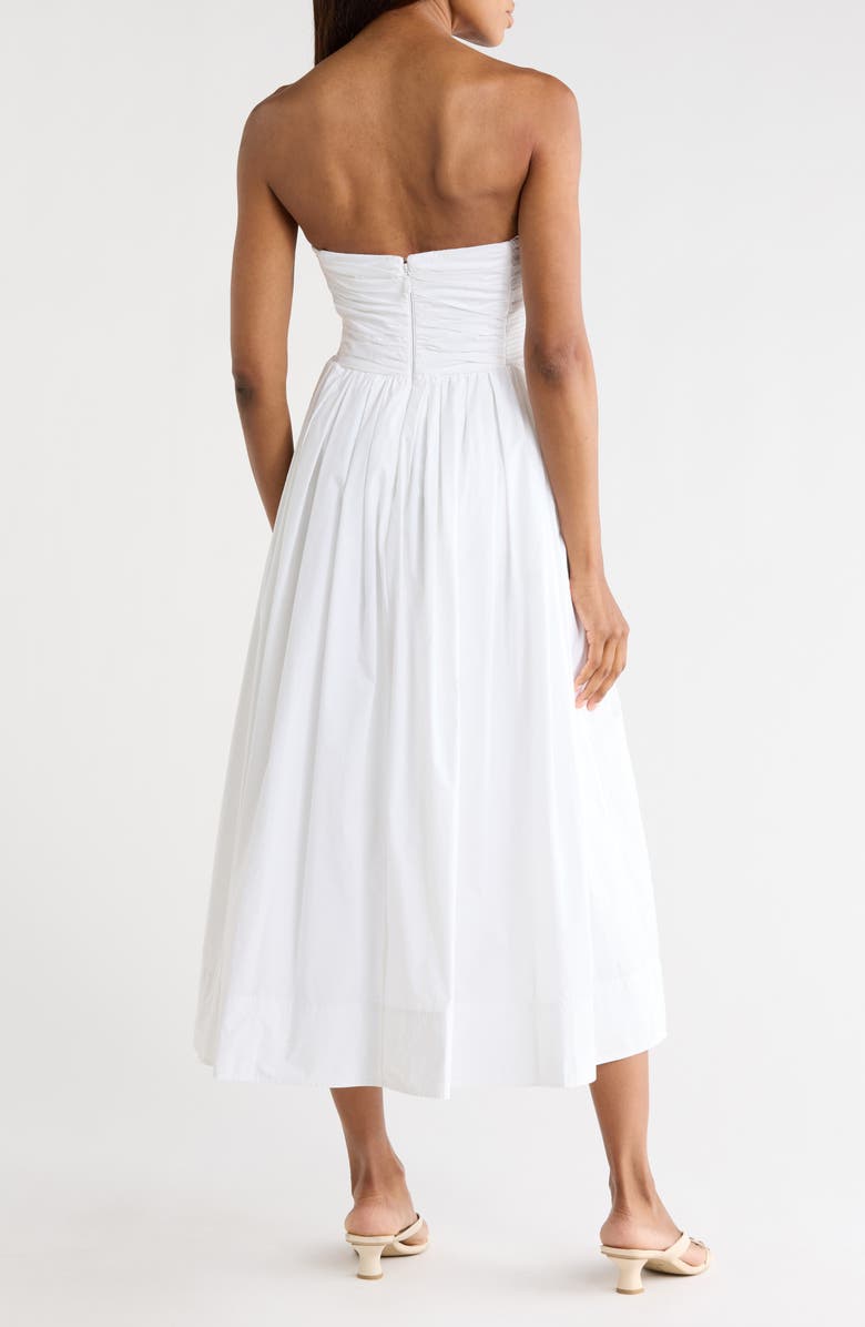 A.L.C. Tate Strapless Cotton A-Line Midi Dress, Alternate, color, White
