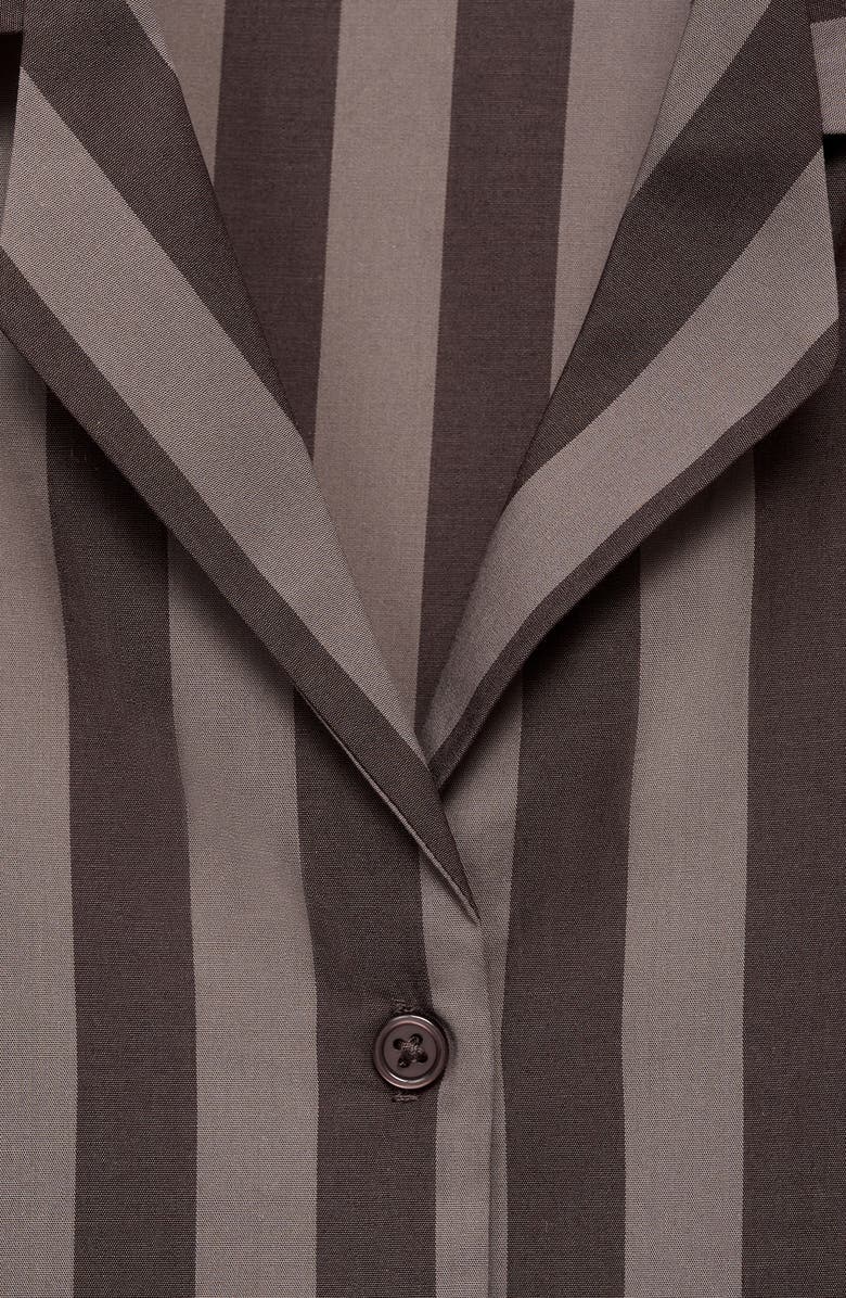 MANGO Stripe Cotton Pajama Top, Alternate, color, Brown