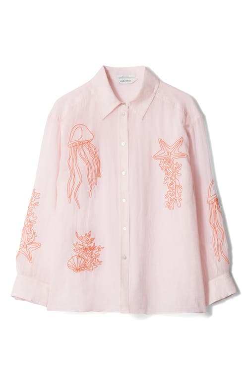 & Other Stories Embroidered Sheer Button-up Shirt In Pink