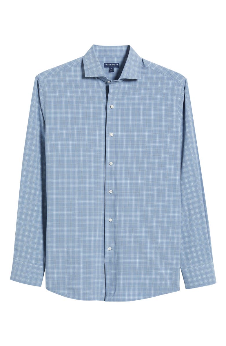 Peter Millar Reese Shadow Check Performance Poplin Button-Up Shirt, Alternate, color, Rain Cloud