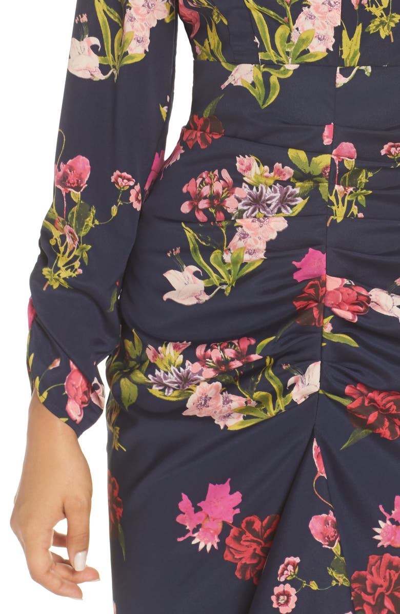 Eliza J Floral Ruched Midi Dress, Alternate, color, 