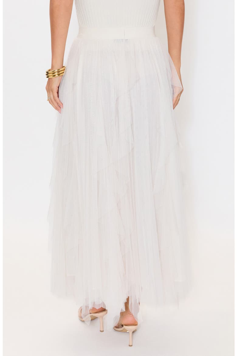 Imperfection Ruffled Tiered Tulle Maxi Skirt, Alternate, color, CREAM