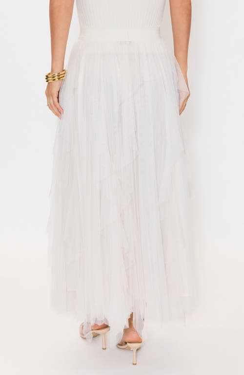 Vici Collection Imperfection Ruffled Tiered Tulle Maxi Skirt In White