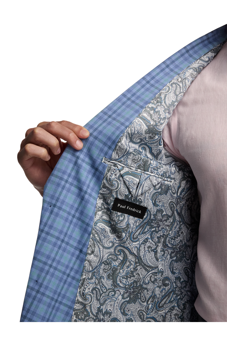 Wool Blend Single Breasted Peak Lapel Sport Coat, Alternate, color, Blue/Green