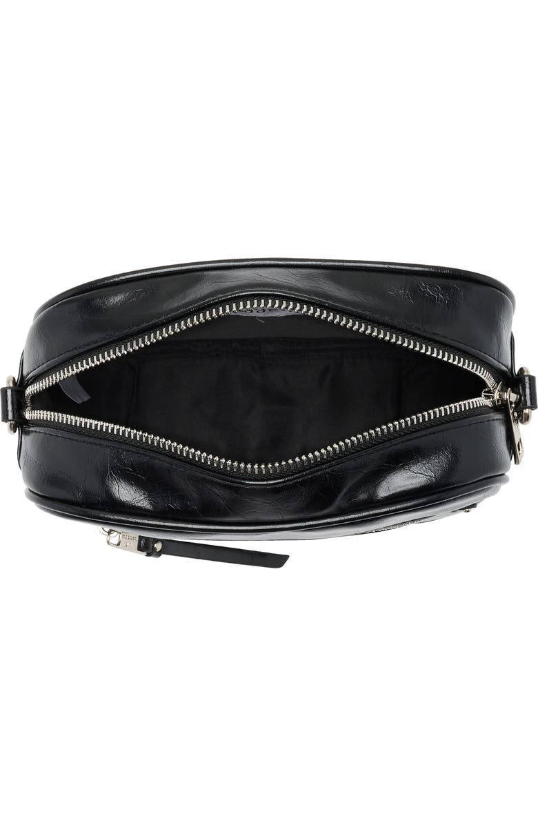 Madden Girl Crinkle Faux Leather Camera Crossbody Bag with Pouch, Alternate, color, Black