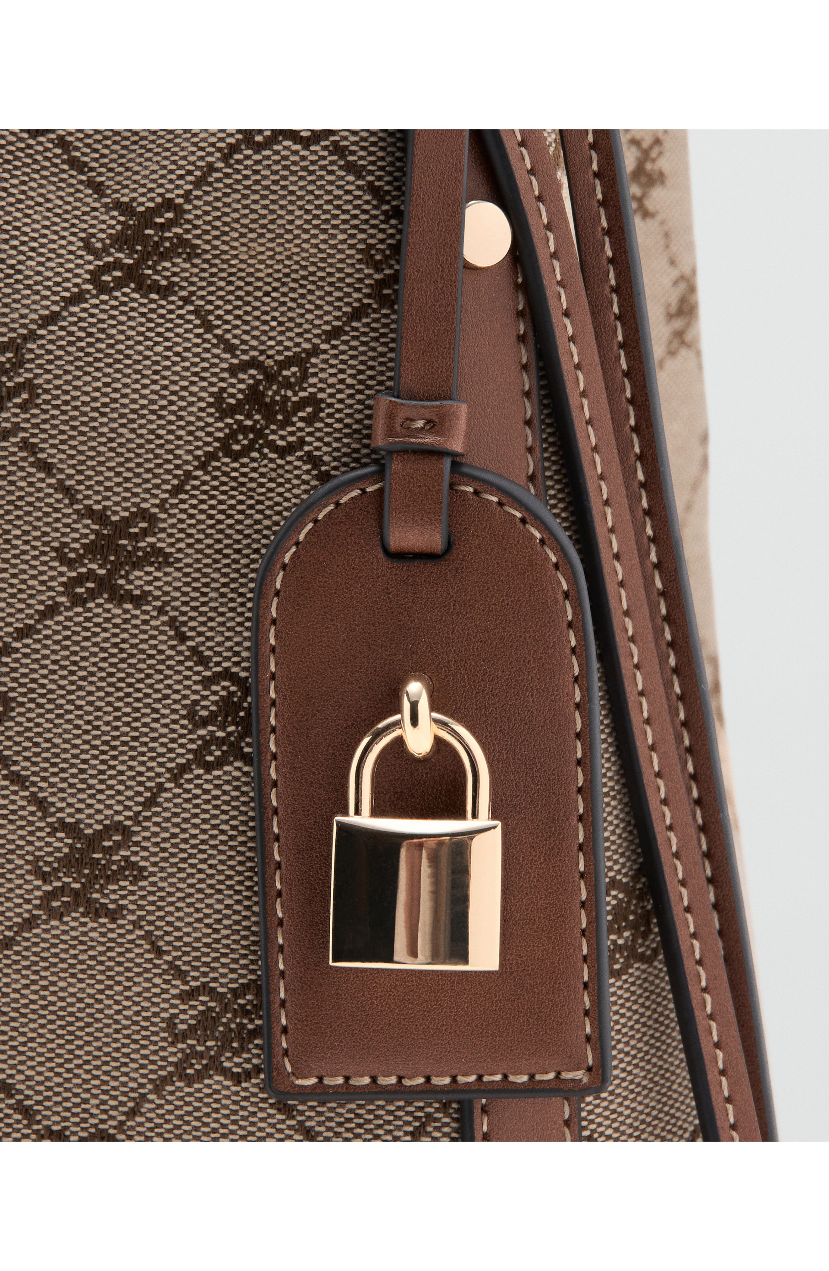 Jacquard Faux Leather Bucket Bag, Alternate, color, LEATHER