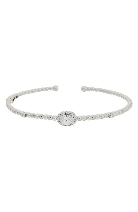 Cubic Zirconia Halo Beaded Bangle