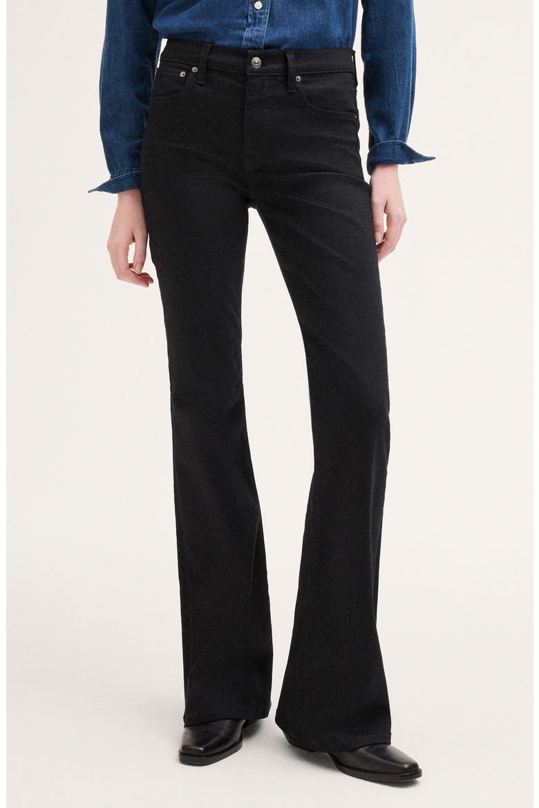 The Short Flare Super Stretch Jeans, Main, color, BLACK RINSE WASH