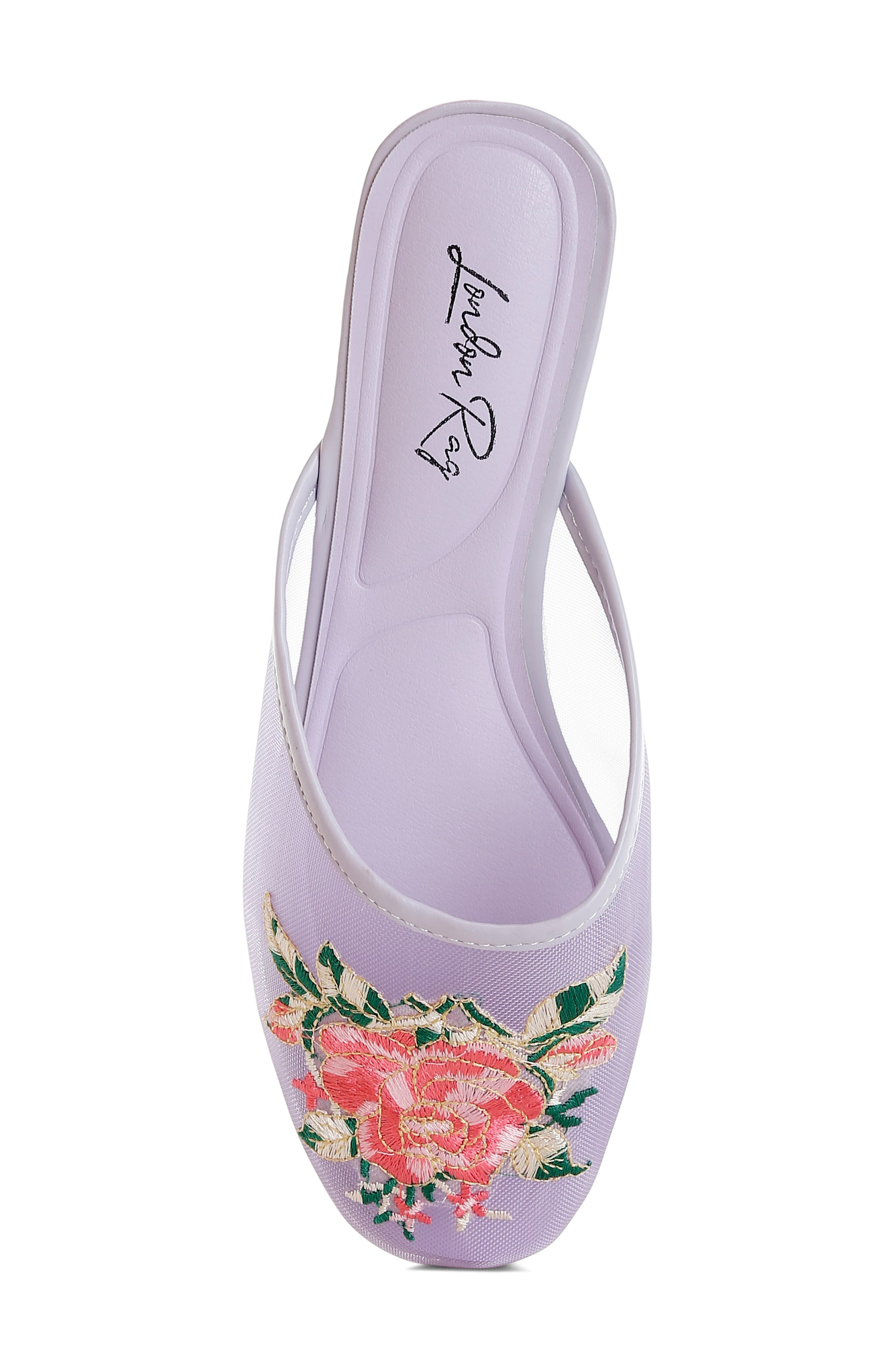 LONDON RAG Shara Embroidered Mesh Mule, Alternate, color, Lilac