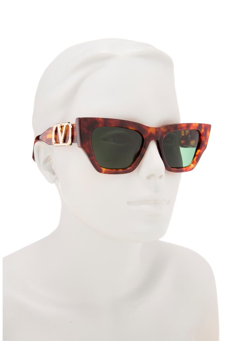 52mm Cat Eye Sunglasses, Alternate, color, HAVANA HAVANA GREEN