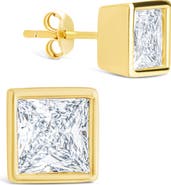 Sterling Forever Princess Cut Cubic Zirconia Stud Earrings