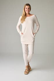 eavolu Masai Mara Eco-Luxe Fleece Open-Neck Tunic/Dress - Cloud-Soft Comfort