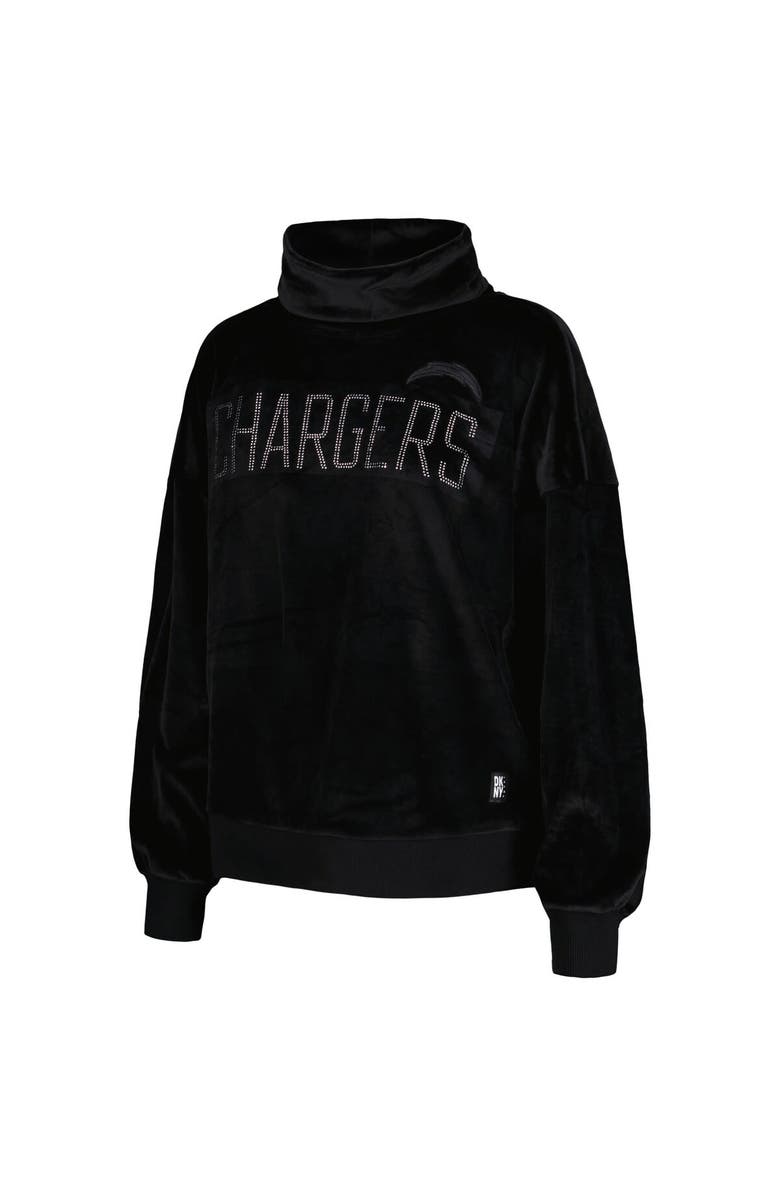 DKNY SPORT Women's DKNY Sport  Black Los Angeles Chargers Deliliah Rhinestone Funnel Neck Pullover Sweatshirt, Alternate, color, 