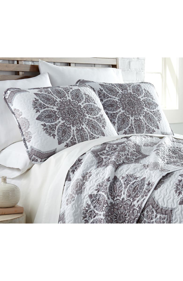 SOUTHSHORE FINE LINENS Luxury Collection Quilt Set, Alternate, color, Grey