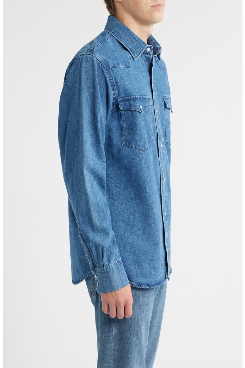 Cotton Denim Western Shirt, Alternate, color, LIGHT INDIGO