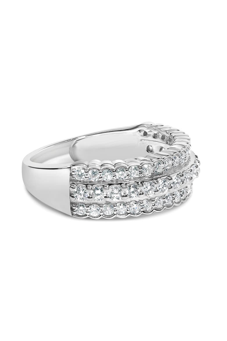 Silver 1.0 cttw Lab Grown Diamond 3 Row Band Ring, Alternate, color, White