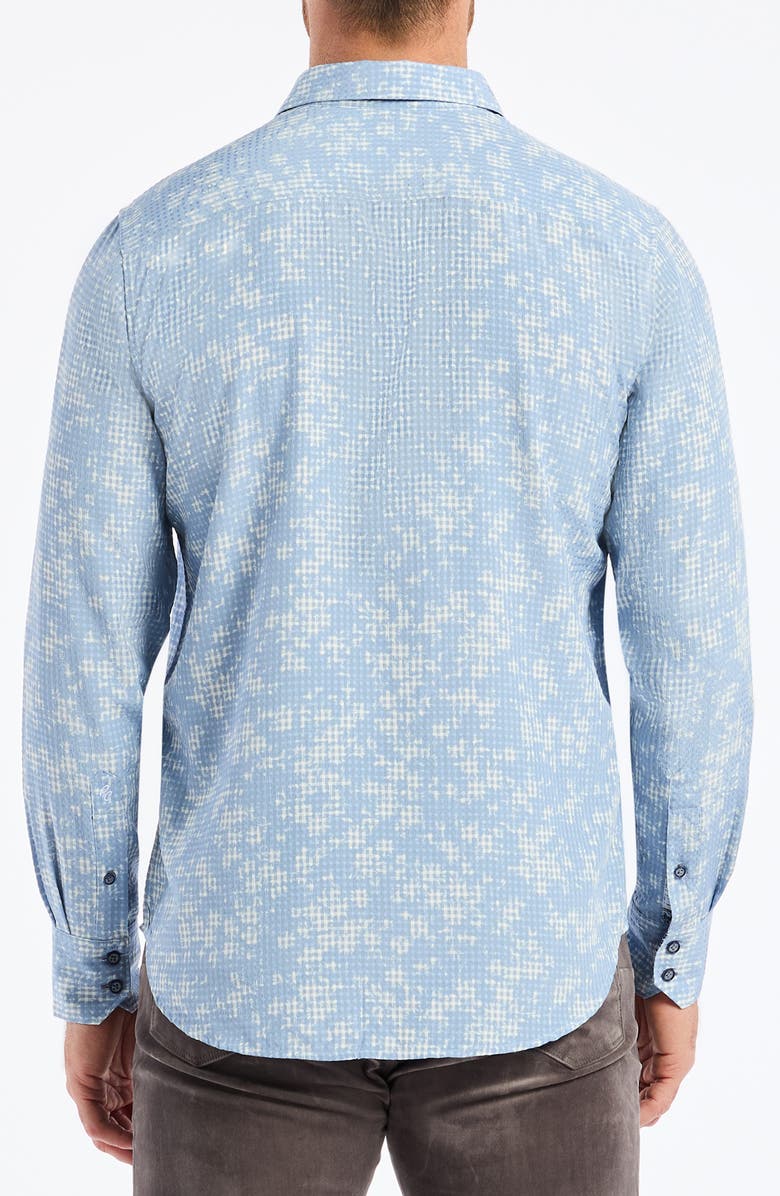 Robert Graham Angola Jacquard Micro Plaid Button-Up Shirt, Alternate, color, Light Blue
