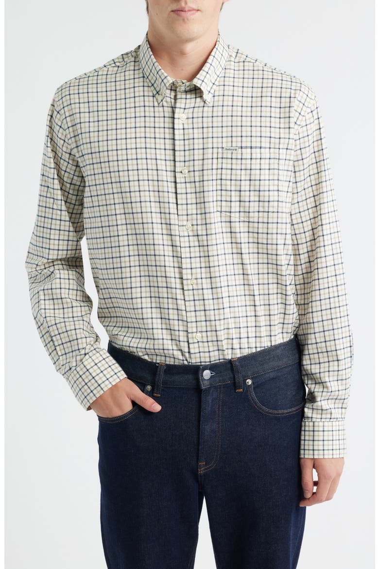 Preston Regular Fit Tattersall Button-Down Shirt, Main, color, NAVY