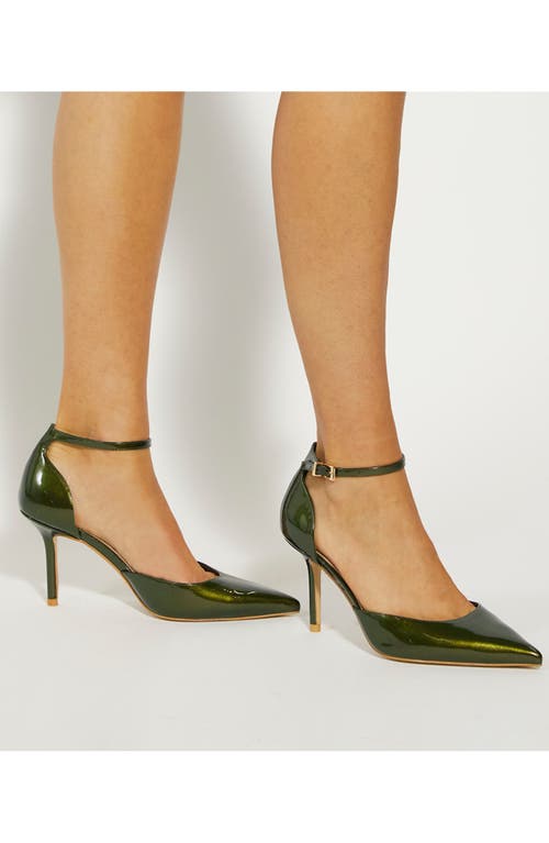 Dune London Calmness Pointed Toe Ankle Strap Pump In Green